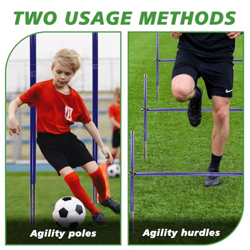 Agility Poles, 6 Pack 4.9FT Metal Soccer Training Poles Adjustable Agility Hurdles Training Equipment