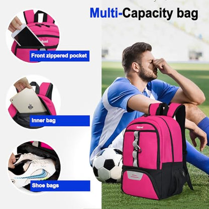 Goloni Youth Soccer Bag,Basketball Bag with Ball Compartment & Shoe Compartment,Backpack for Football Volleyball Basketball - color: Pink