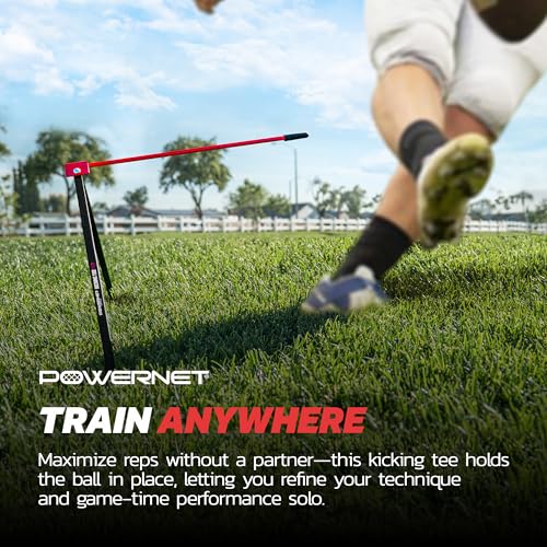 PowerNet Football Kicking Tee Pro | Portable with Included Carry Bag | Durable All Metal Football Holder | Use for Field Goal Practice and Training | Compatible with All Football Sizes