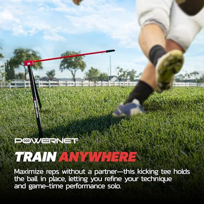 PowerNet Football Kicking Tee Pro | Portable with Included Carry Bag | Durable All Metal Football Holder | Use for Field Goal Practice and Training | Compatible with All Football Sizes