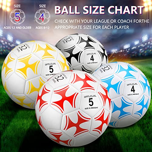 Tradder 4 Pack Soccer Ball with Pump Size 3 4 5 Deflated Soccer Ball for Outdoor Indoor Game Sport Practice Training Gift for Kid Youth Teen Adult Charity Donation - size: Size 4, style: Iris Laevigata Style