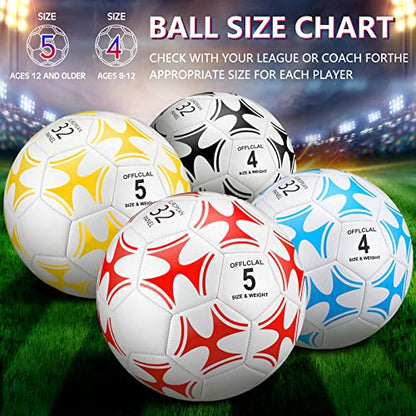 Tradder 4 Pack Soccer Ball with Pump Size 3 4 5 Deflated Soccer Ball for Outdoor Indoor Game Sport Practice Training Gift for Kid Youth Teen Adult Charity Donation - size: Size 4, style: Iris Laevigata Style