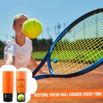 Soulchen Tennis Ball Pressurizer - Tennis Ball Storage Canister Holds 3 Balls Under 14 Psi Pressure, Reusable Stuff for Bounce Retention, Lightweight & Durable - color: Orange