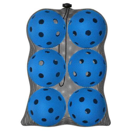Great Call Athletics | Indoor Pickleballs USA Pickleball Approved Official 26 Hole Balls Sports Tournament Pack Free Mesh Bag - color: Blue, style: 6 Pack