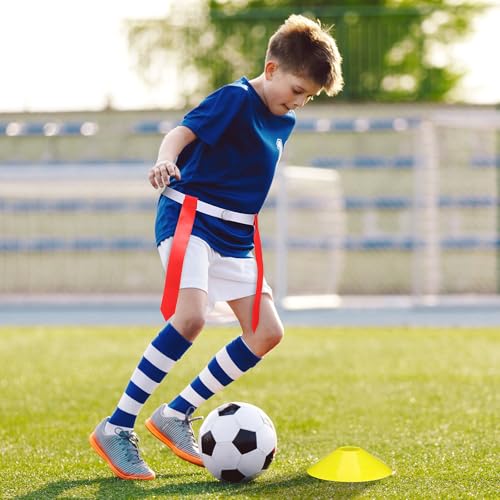 Sewroro 16 Pcs Flag Football Set With 12 Belts And 4 Cones, Youth Football Flags And Belts For Training, Equipment For Kids And Players
