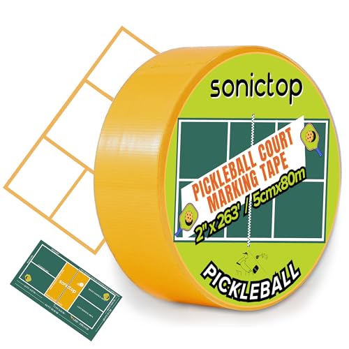 Pickleball Court Marking Kit, 2" x 263 ft Lengthened Pickleball Court Tape 5PCS Set Makes Full Size Outdoor Court Tape for Temporary Court Lines No Residue Easy Installation - color: Yellow(2PCS)