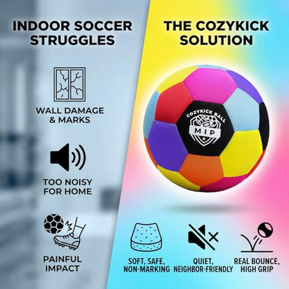 MIP Silent Indoor Soccer Ball – Size 4 Soft Foam Ball for Kids & Toddlers | Quiet Play, Non-Marking, Real Bounce | Safe for Hardwood, Carpet & Apartments | CPC Certified