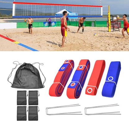 Beach Volleyball Lines for Sand Marking Lines Set (8M 16M Length) for Beach Party, red Blue