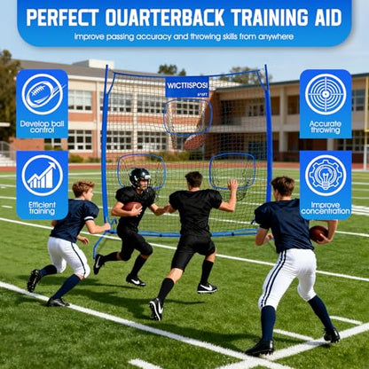 Football Throwing Net, Upgrade Heavy Duty Metal Frame Quarterback Training Equipment Throwing Machine with 1-4 Targets, Easy Setup Football Target Practice with CarryBag, Allweather Indoor Outdoor Use - size: 6 FT × 6 FT