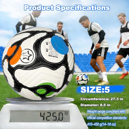 Soccer Ball Size 5,Waterproof PU Leather,Seamless Surface,Official Match Ball, Soccer Balls Training,with Pump & Needles