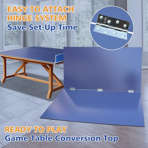 7/8/9ft Mid-Size Ping Pong Conversion Top with Net Set for Billiard and Pool Tables - Regulation Top Converts Billiards into Ping Pong Table Blue/Green/Black