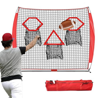 PGL Football Throwing Net - Quick Setup Practice Net Includes Carry Bag & Stable Frame and 3 Pockets - 6×6FT Quarterback Target for Improving Accuracy of Training
