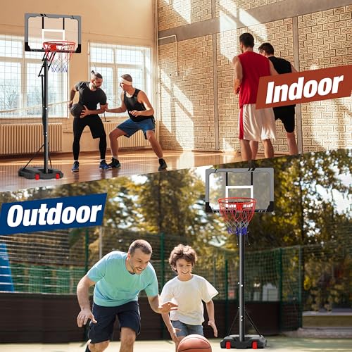 Basketball Hoop Outdoor with 33 Inch Shatterproof Backboard, Portable Basketball Goal System - style: 4.0-8.5FT (Gray)