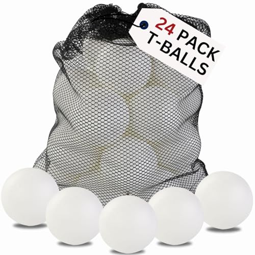 Liberty Imports 24 Pack Toddler & Little Kids Replacement T Balls, 2.5" Plastic Baseballs with Durable Mesh Bag - 2 Dozen Practice Toy Balls for Softball and Baseball Training