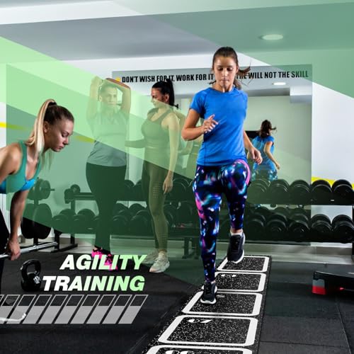 WinnerWhy Rubber Agility Ladder Non-Slip Rubber Speed Agility Training Ladder Pad for Soccer Football Footwork Training Equipment for Fitness Boxing Sports Quick Exercise Gym Workout