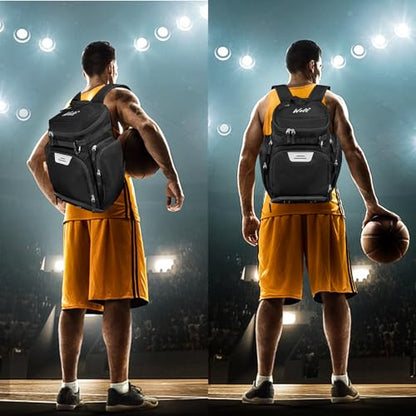 WOLT Basketball Bag Backpack with Separate Ball Compartment and Shoes Pocket, Gym Bags for Men, Large Sports Bag for Basketball, Soccer, Volleyball, Baseball - color: Black