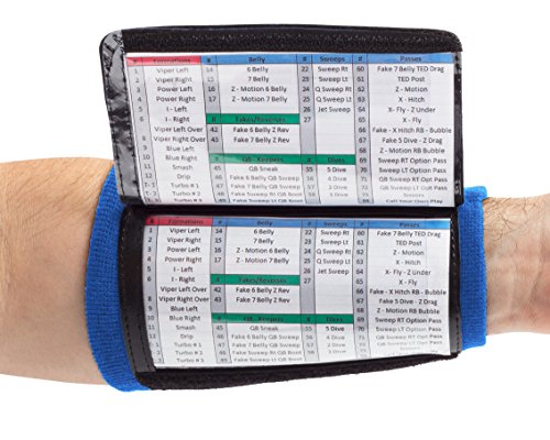 WristCoaches Football Play Wristbands - Youth Quarterback Gear - Wristband Playbook - Softball Wristbands for Signs - color: Royal