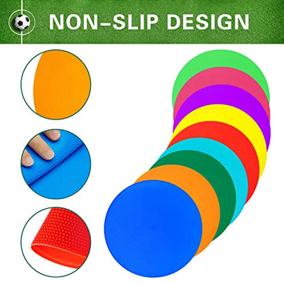 Poly Spot Markers 4 inch/9 inch Non-Slip Rubber Agility Training Markers Floor Dots Flat Field Cones for Football, Soccer, Basketball, School Exercise Drills, Dance Practice - style: 9 inch 6 Pcs (TPE)