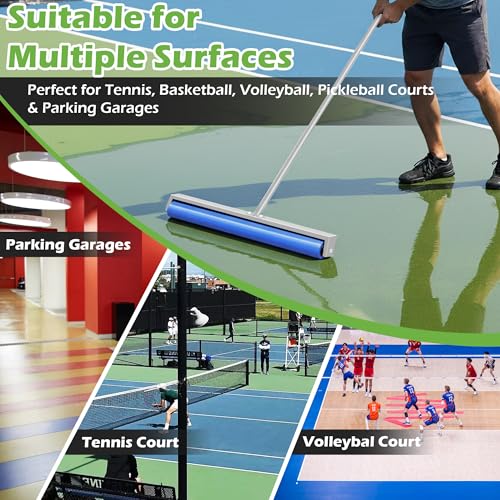 Tennis Court Squeegee, Foam Tennis Sponge Roller 38'', Lightweight Quick Clearing Tools for Tennis Basketball Sports Court,Silver - color: Silver