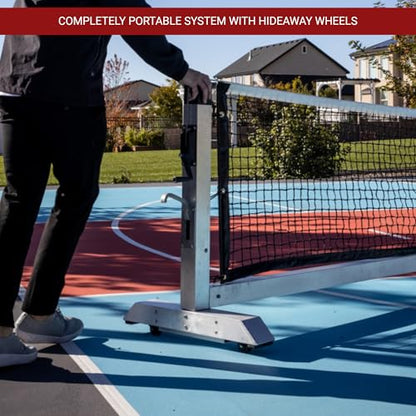 Dominator PRO MAX Portable Pickleball Net - Heavy Duty Portable Regulation Pickleball Net - USAPA Compliant Net - Indoor/Outdoor Aluminum Rust Proof Frame w/Adjustable Net Tension & Locking Wheels