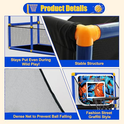 Kids Arcade Basketball Hoop with 4 Balls,Indoor Outdoor Single Shot Basketball Game for Toddler,Carnival Games Sport Toys Gifts for Boys Girls Ages 3-8,Ideal for Competition