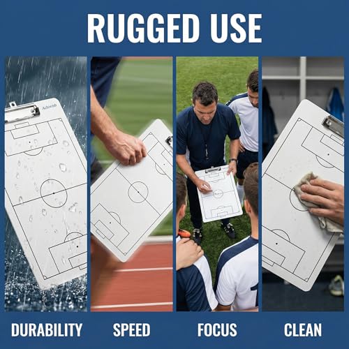 Soccer Coaching Board, Professional Soccer Tactics Board for Coaches, Portable Dry-Erase Soccer Whiteboard for Tactical Diagrams and Game Analysis