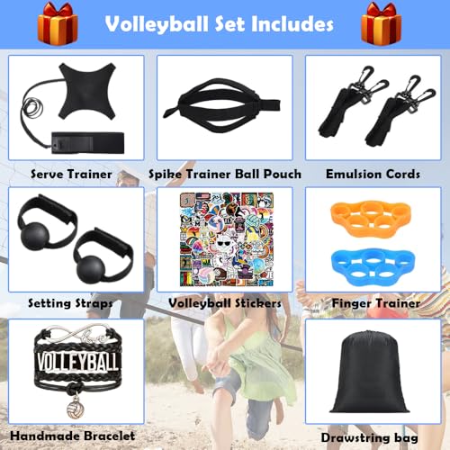 Solo Volleyball Trainer: All-in-One Volleyball Training Equipment with Rebounder for Serving, Spiking & Setting Practice Serve Trainer & Practice Gift for Beginners to Pros - style: VET01
