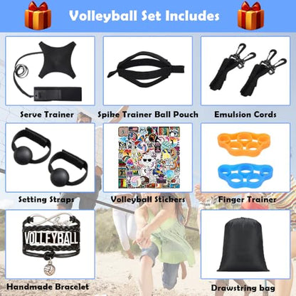 Solo Volleyball Trainer: All-in-One Volleyball Training Equipment with Rebounder for Serving, Spiking & Setting Practice Serve Trainer & Practice Gift for Beginners to Pros - style: VET01