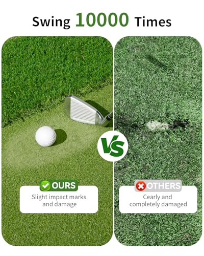 5.2x4ft & 6x4ft 21mm-50mm Dual-Turf Golf Mat with Ball Tray, Thickened Golf Hitting Mat with 9 Hitting Holes, Alignment Aid Practice Mat for Hitting, Driving Chipping, Swinging, Gifts for Men/Dad/Him - size: 72"x48"x1.8"