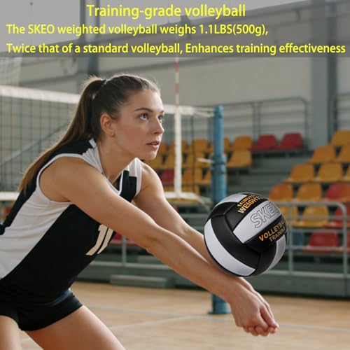 SKEO Training Volleyball Weighted 1.1 LBS Heavy Ball Official Size 5, for Outdoor Indoor, Softy Composite Leather Delivers Authentic Feel Natural Bounce (Deflated)