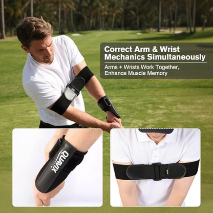 Golf Swing Trainer Set – Wrist Trainer & Arm Band Golf Training Aid for Swing Practice, Adjustable Wrist Training Aid & Arm Connection Band for Beginner to Intermediate Golfers