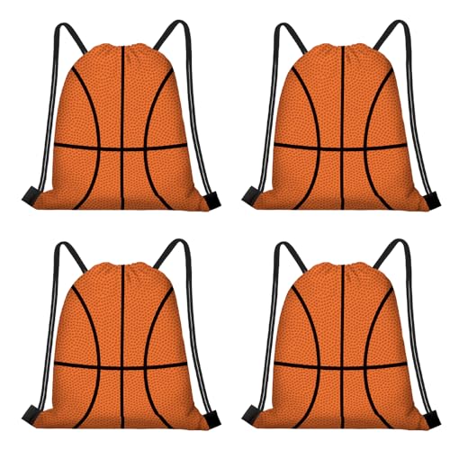 16 Pieces Basketball Gift Bags Basketball Drawstring String Bag Sports Backpack Ball Drawstring Party Favor Bags for Sports Storage Party Decorations - style: Basketball