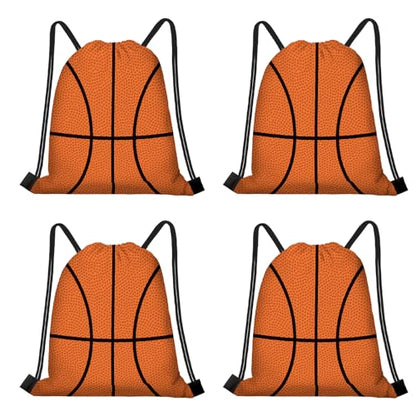 16 Pieces Basketball Gift Bags Basketball Drawstring String Bag Sports Backpack Ball Drawstring Party Favor Bags for Sports Storage Party Decorations - style: Basketball
