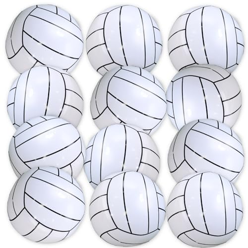 TURNMEON 12 Pack Inflatable Volleyball Beach Balls 16 Inch Beach Ball for Summer Party,Sports Ball Swimming Pool Game for Adult Pool Toys for Pool Beach Outdoor Indoor School - color: Vollyball-Black with White