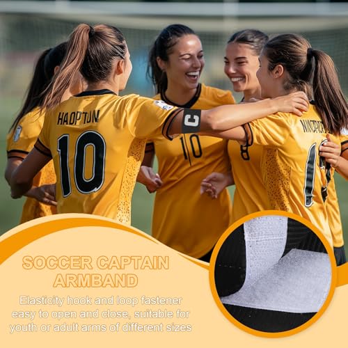MECCANIXITY Soccer Captain Armband, Captain Arm Bands for Soccer Elastic Captain C Arm Band Sports Captain Armband for Football Team Training Youth & Adult - color: Black