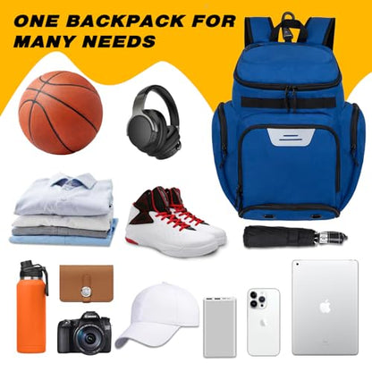 Goloni Basketball Backpack,Large Sports Bag with Ball Compartment & Shoe Compartment, Best for Basketball, Soccer - color: Beautiful Blue