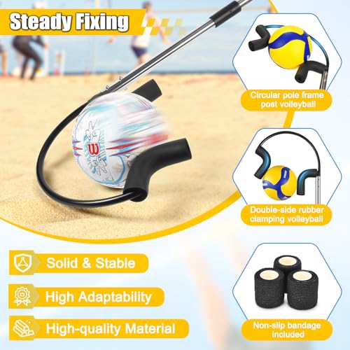 AugFir Volleyball Spike Trainer, Adjustable Length 55"-71" Volleyball Hitting Trainer, Double Arc Protection Quick Pickup Volleyball Training Equipment