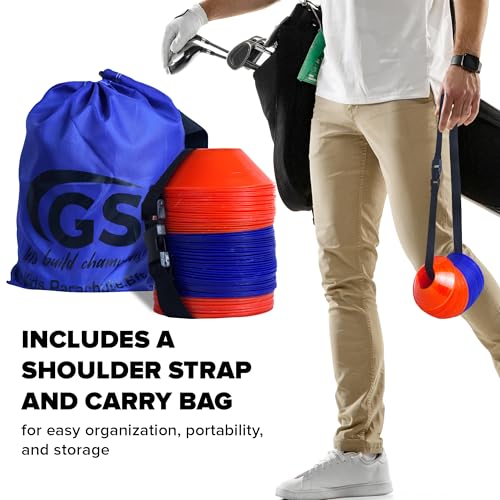 GSi Sports Training Cones for Agility Drills – Soccer & Basketball Multi-Sport Field Markers, Durable Flexible Cones in Multiple Shapes & Packs (20–80 Pack)