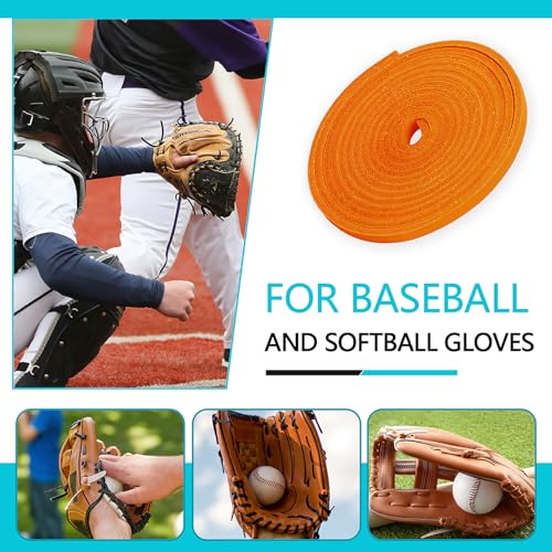 Baseball Glove Lace, Mitt Lace Repair Kit Softball 2 Leather Laces and 2 Lacing Needles for Catcher's Glove - color: Orange