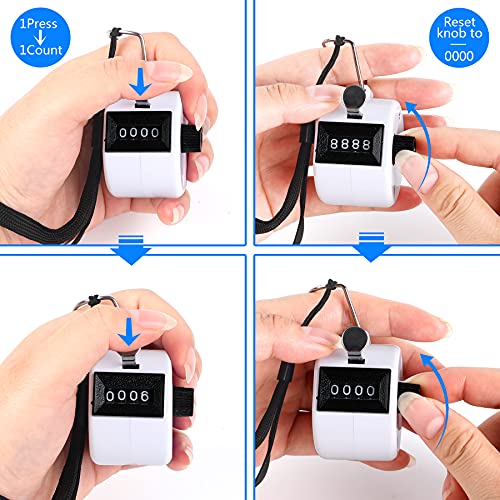 FEBSNOW Handheld Tally Counter Clicker 4 Digital Number Click Counter for School Event Golf Sports Office Stadium