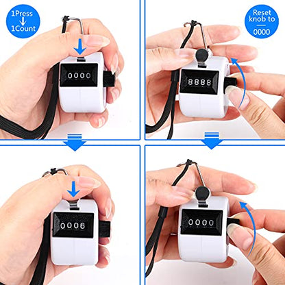 FEBSNOW Handheld Tally Counter Clicker 4 Digital Number Click Counter for School Event Golf Sports Office Stadium