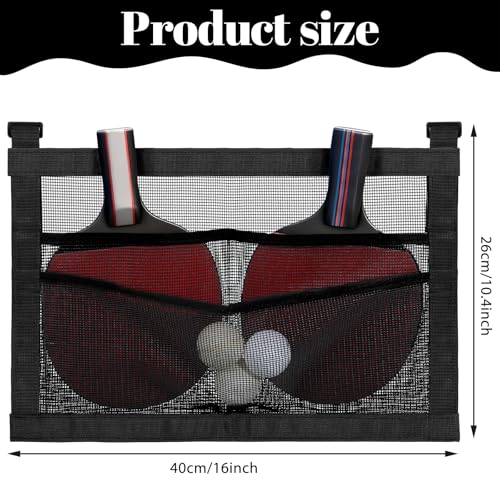 Under-Table PingPong Paddle Holder, Breathable Mesh PingPong Ball Holder, Hanging Large-Capacity PingPongs Paddles Case for Multiple Paddles and Balls, Easy Installation for Home Game Room Club