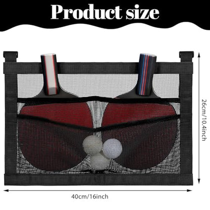 Under-Table PingPong Paddle Holder, Breathable Mesh PingPong Ball Holder, Hanging Large-Capacity PingPongs Paddles Case for Multiple Paddles and Balls, Easy Installation for Home Game Room Club