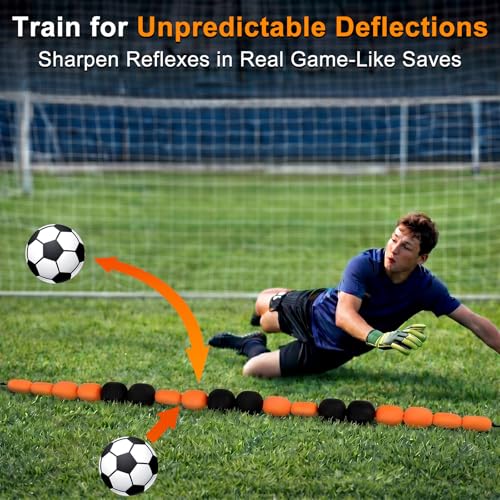 Outus 9 ft Soccer Goalkeeper Deflection Equipment Goalkeeper Training Equipment Single Line Deflector Multi Refraction Angles for Reflex & Agility Training with 15 Soccer Cones & 2 Water Weight Bags
