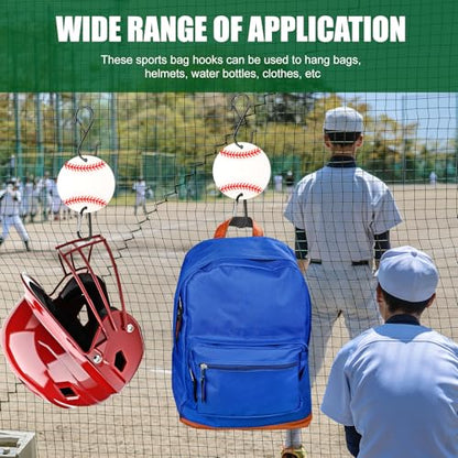 CroBlissful 6 Pcs Bag Hook for Fence Baseball Football Basketball Tennis Team Gifts Bag Clip Sports Backpack Buckle with Acrylic Board for Bat Water Bottle Player Lover Gifts - color: Baseball