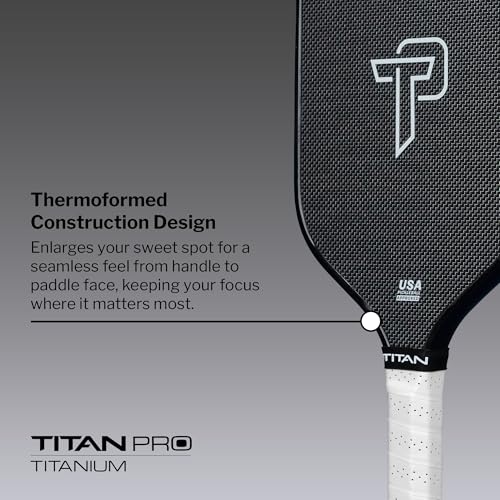 Titan Pro Titanium Carbon Fiber Pickleball Paddle – T700 Carbon Fiber Face, Electroplated Titanium, Nomex Duo Core, USA Pickleball Approved, 14mm & 16mm – Intermediate to Advanced Players