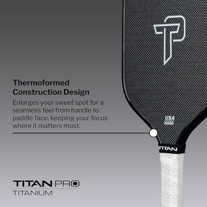 Titan Pro Titanium Carbon Fiber Pickleball Paddle – T700 Carbon Fiber Face, Electroplated Titanium, Nomex Duo Core, USA Pickleball Approved, 14mm & 16mm – Intermediate to Advanced Players