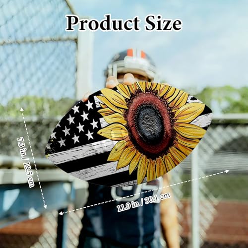 American Football, Official Size 11.9 x 7.3 Inch, Premium Composite Leather High-Grip Ball with Pro-Style Lacing, Unique Prints for Training, Games & Gifts - color: Sunflower Flag