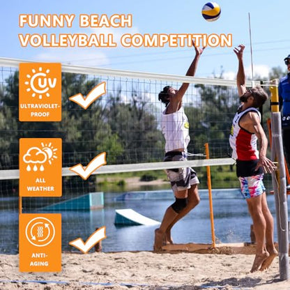 Volleyball Net Replacement Heavy Duty Outdoor Volleyball Nets with Steel Cable, 32x3FT Professional Volleyball Net for Backyard Volley Ball Net for Court Beach Pool Park(Net Only)