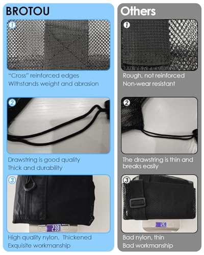BROTOU Thickened Extra Large Sports Ball Bag Mesh Socce Ball Bag Heavy Duty Drawstring Bags Team Work for Holding Basketball, Volleyball, Baseball, Swimming Gear with Shoulder Strap - size: 24" x 36"
